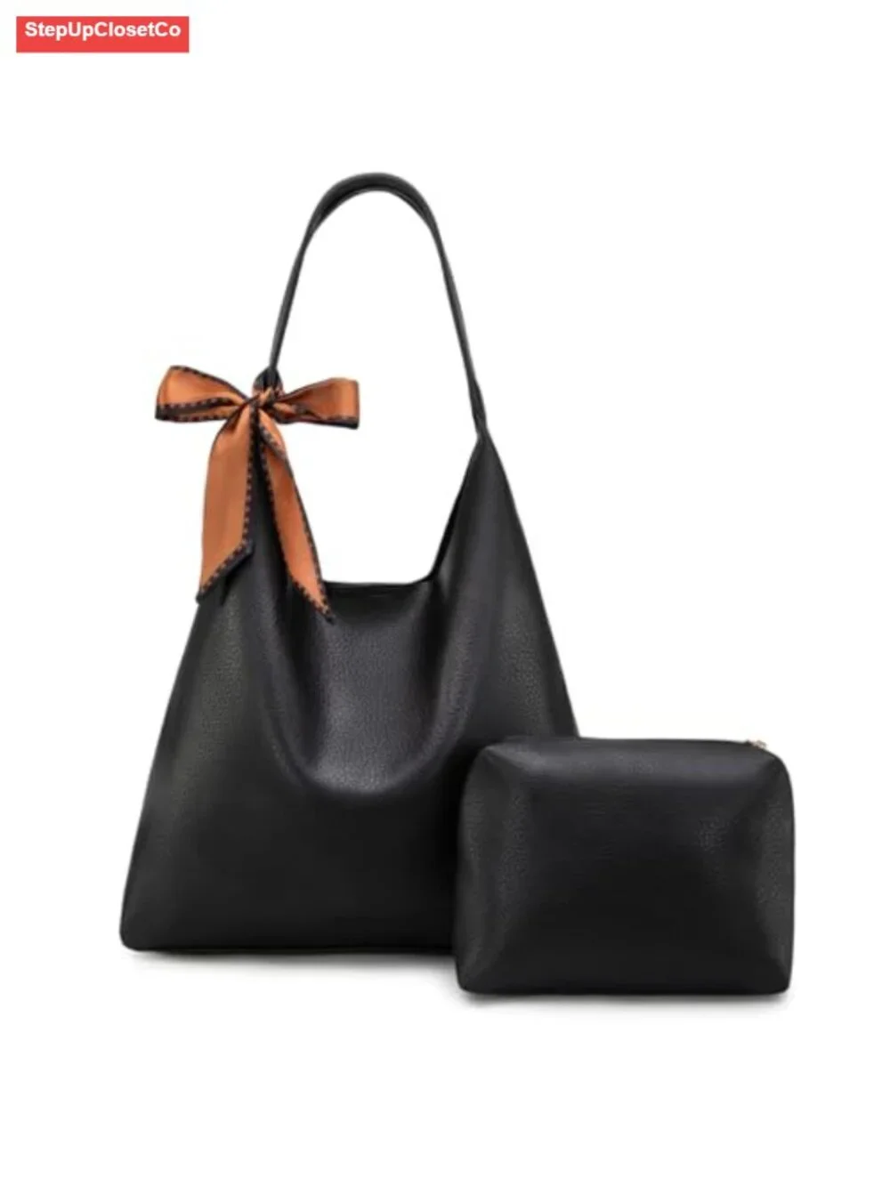 Slouchy Hobo Bag for Women Shoulder Purse with Scarf Faux Leather